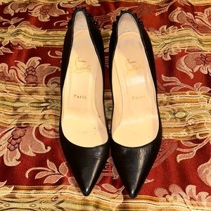 Black Leather Zappa Spike Pumps Size 38